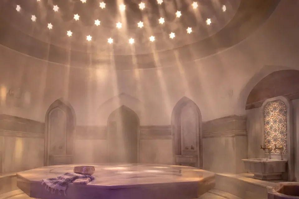 Elena Masaj Salonu — hamam bölümü, kurna ve mermer